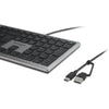 Kensington kb515 eq usb-c usb-a wired keyboard (grijs, us-international lay-out (qwerty), scissor switches, 100%)