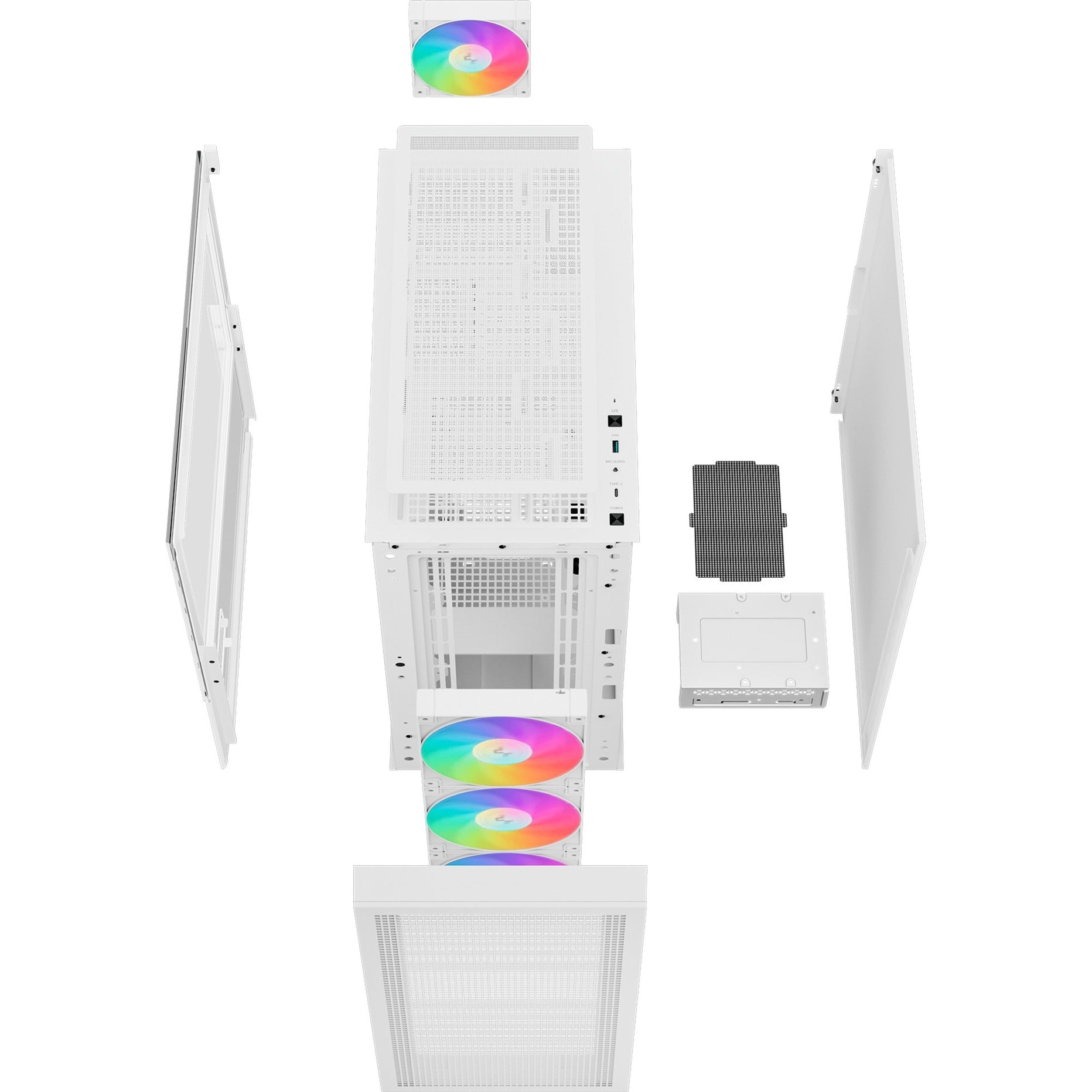 Deepcool ch560 digital midi tower behuizing (wit | 1x usb-a | 1x usb-c | rgb | tempered glass)