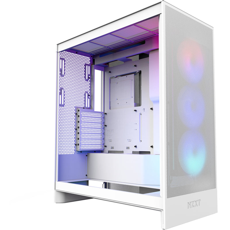 Nzxt h7 flow rgb (2024) midi tower behuizing (wit | 2x usb-a | 1x usb-c | rgb | tempered glass)