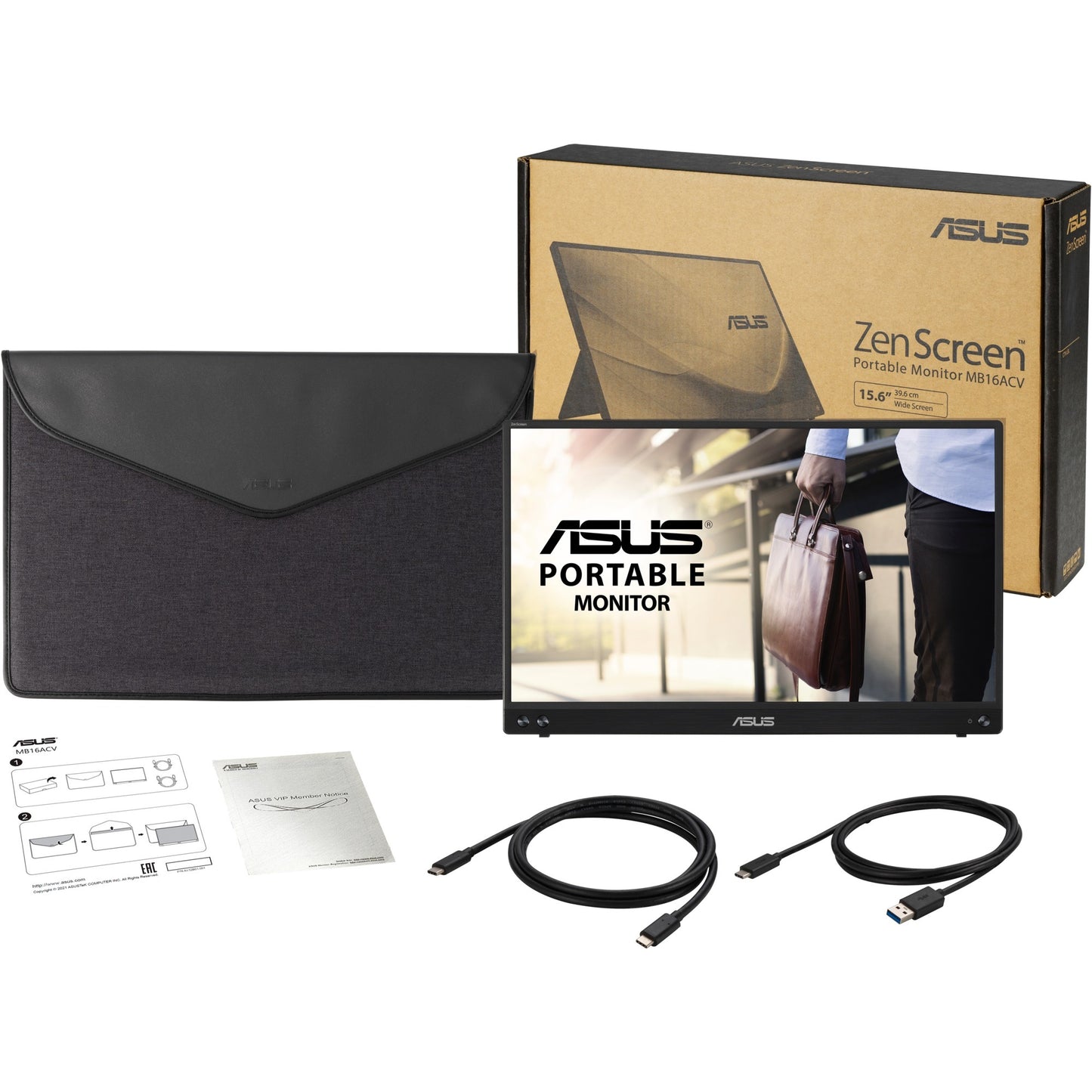 Monitor asus zenscreen mb16acv 16 (negro, usb-c)