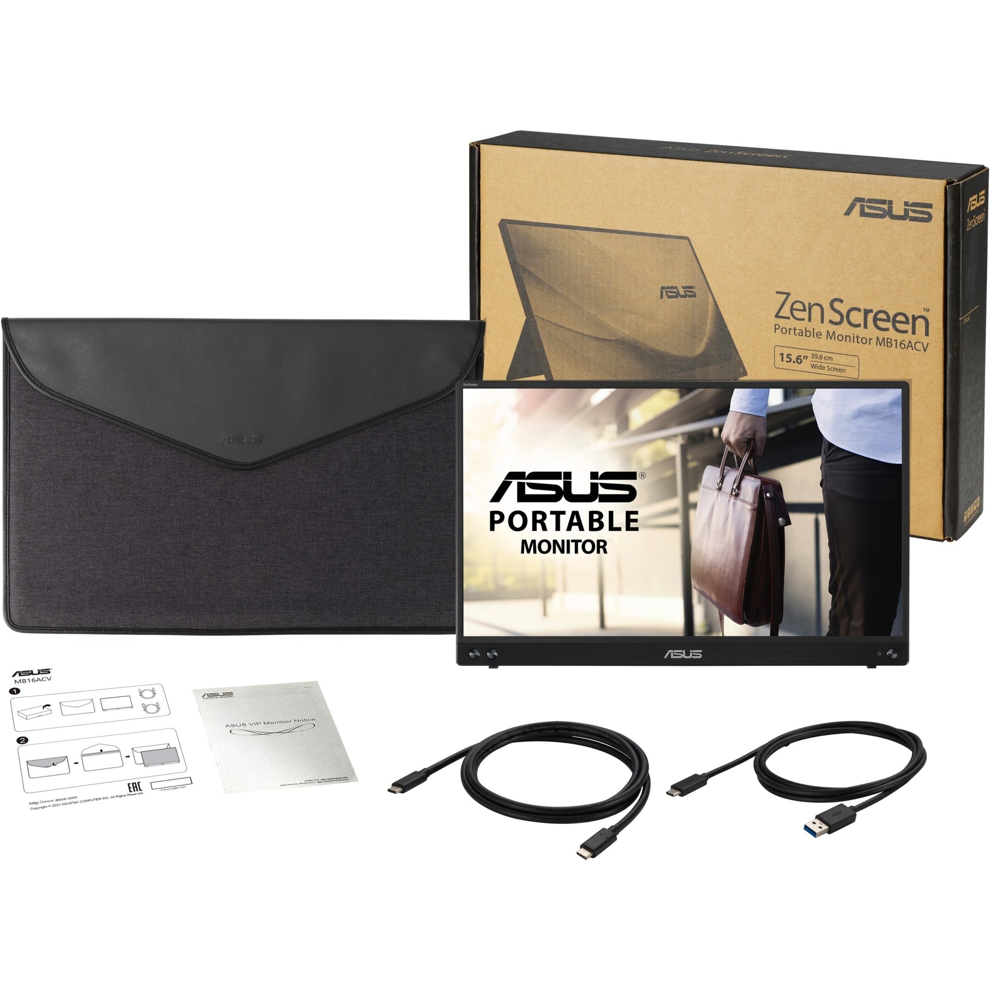 Asus zenscreen mb16acv 16 monitor (zwart, usb-c)