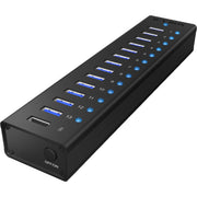 Icy box ib-ac6113 usb-hub (zwart, 13x usb 3.0, 1x usb oplaadpoort) - afbeelding 1