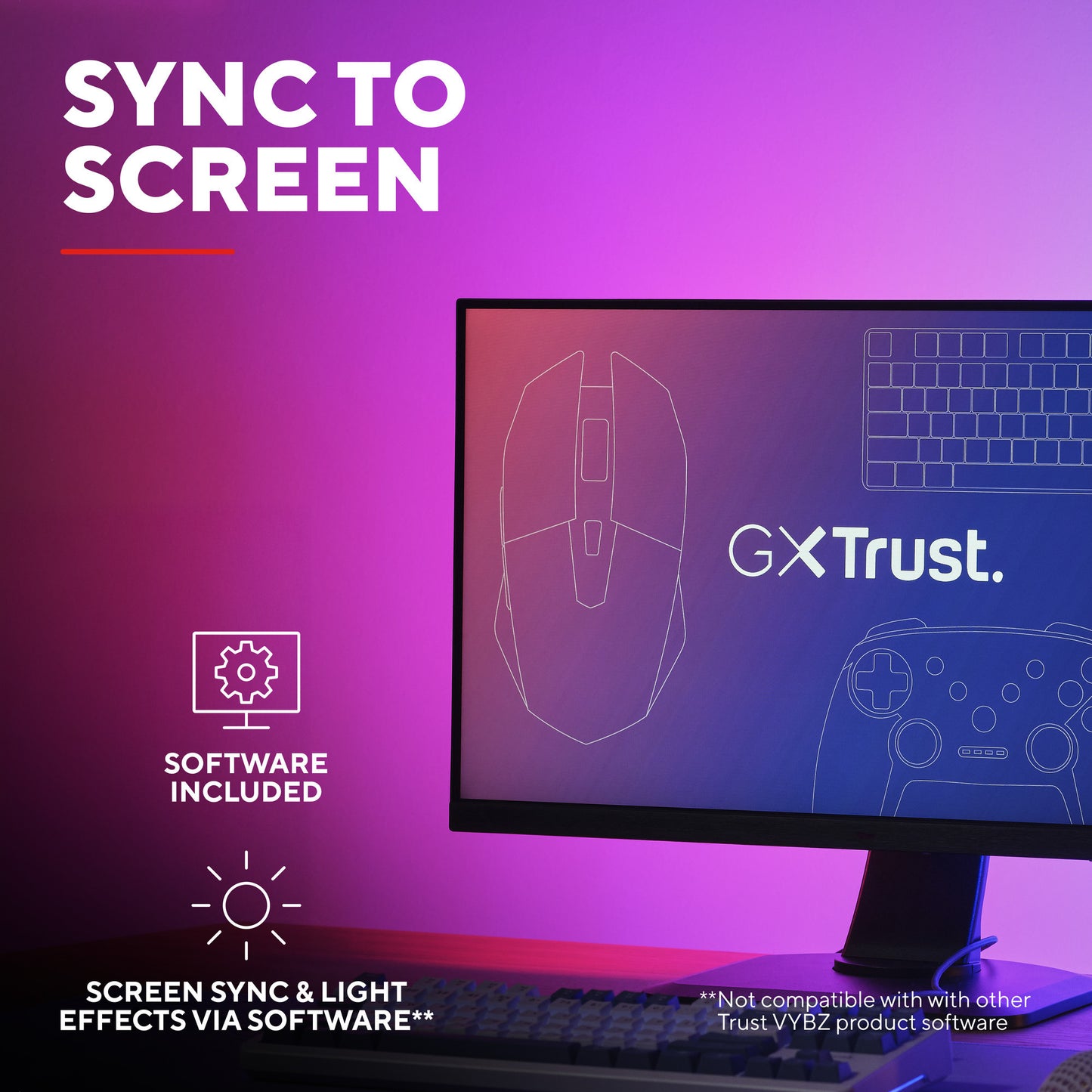 Trust GXT 907 VYBZ RGB Retroiluminación para monitores (Negro)
