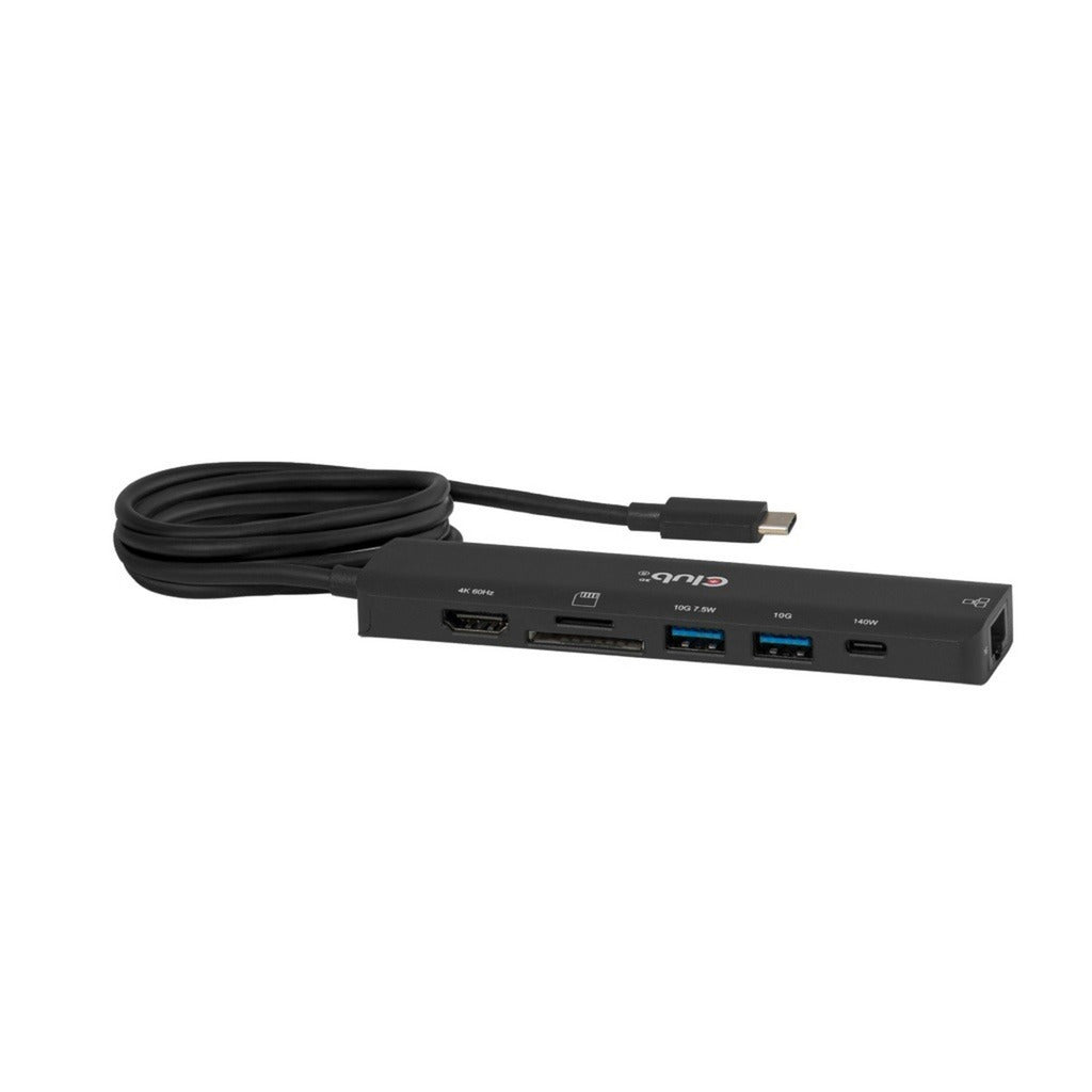 Club 3D CSV-2555 7-1 Hub USB-C a HDMI (Negro, 4K60Hz, PD3.1 140W, USB-A, USB-C, LAN, MicroSD)