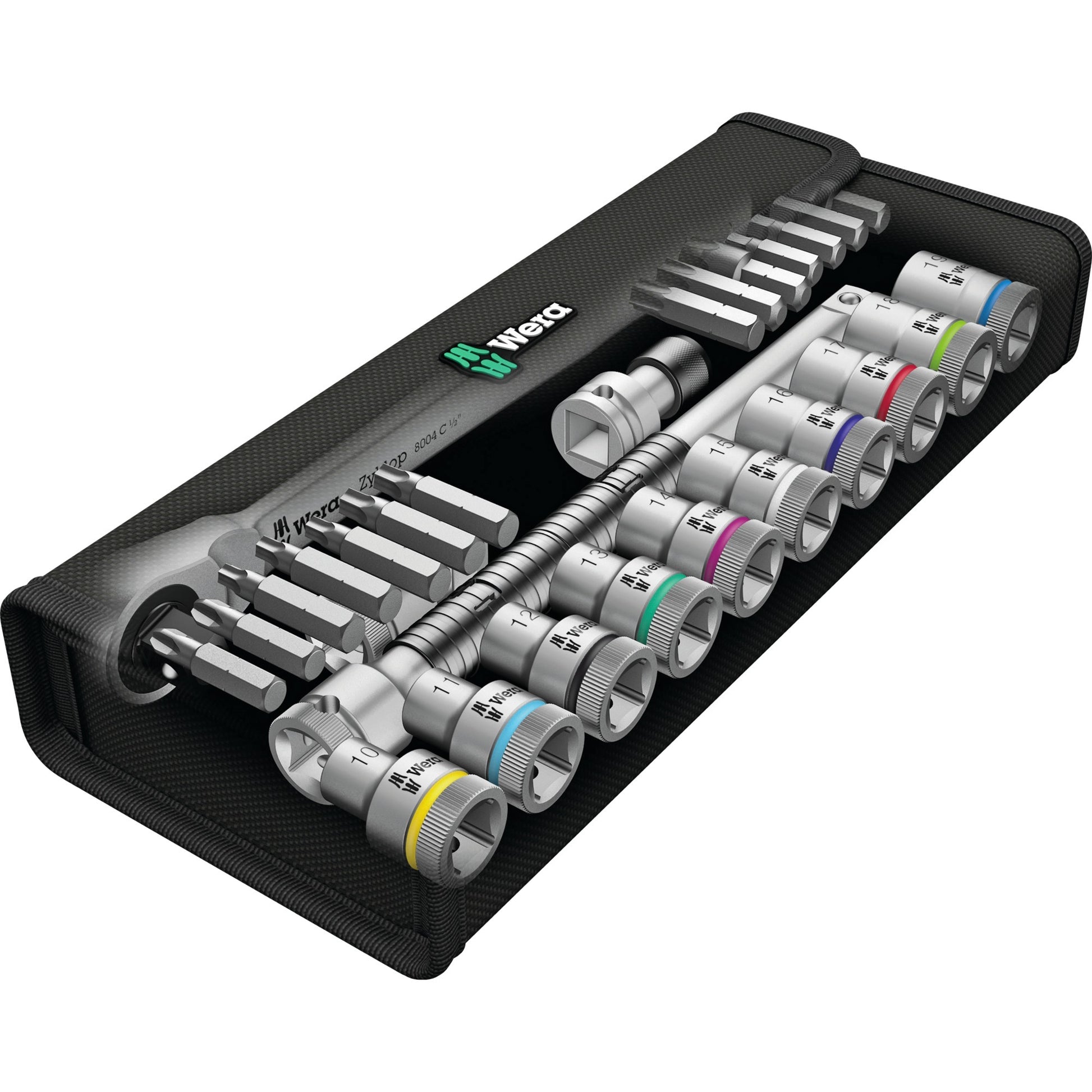 Wera 8100 sc 8 zyklop metal-ratelset omschakelbaar, 1 2 aandrijving gereedschapsset (28-delig)