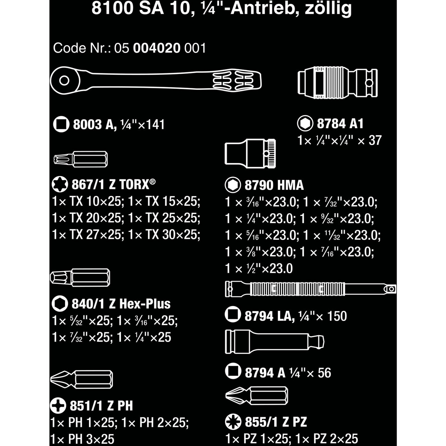 WAA 8100 SA 10 Set di metallo Zyklop, 1 4