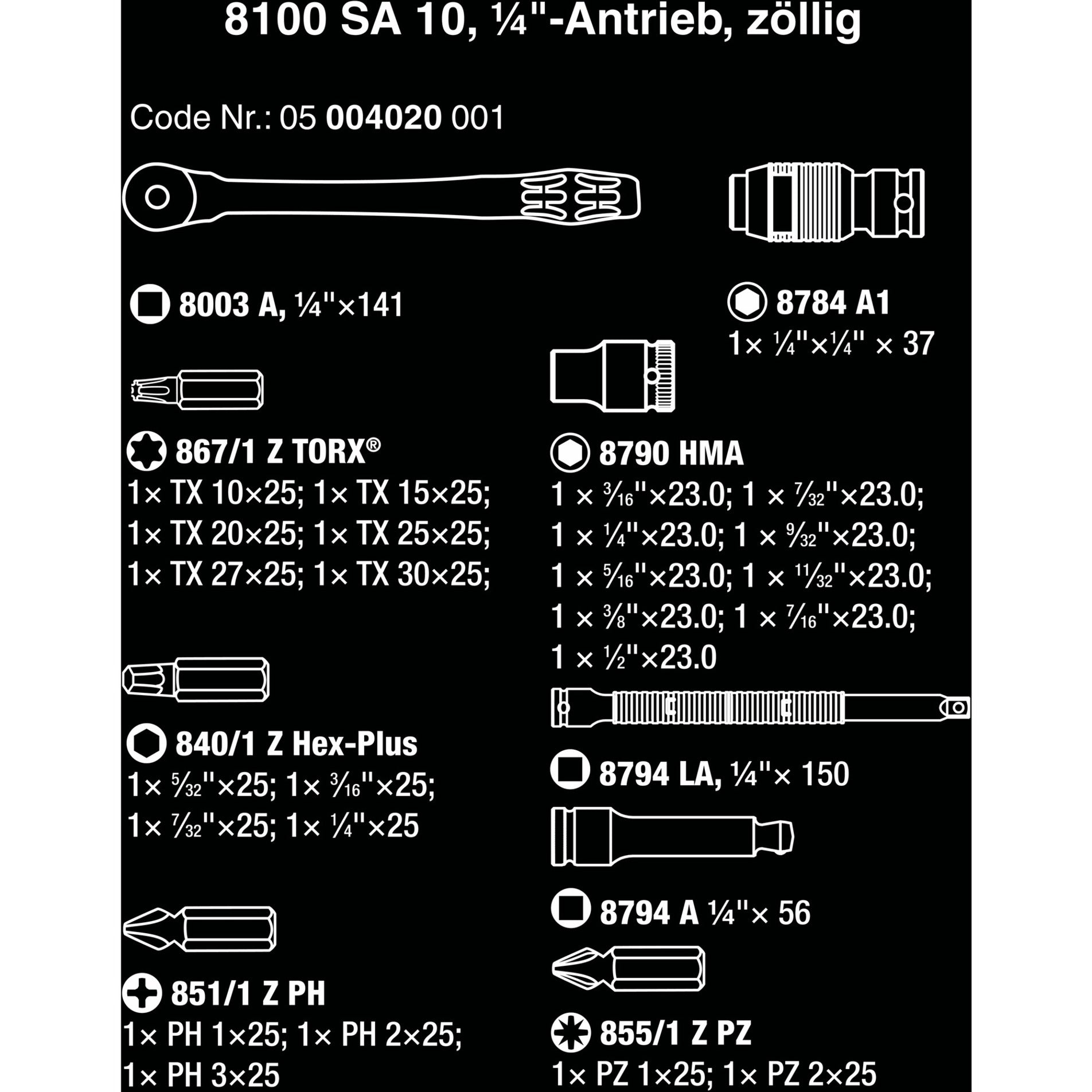 WAA 8100 SA 10 Set di metallo Zyklop, 1 4
