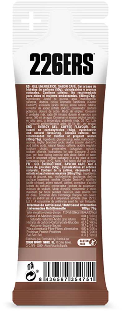 226ers high energy 80mg caffeine espresso coffee gel 76g