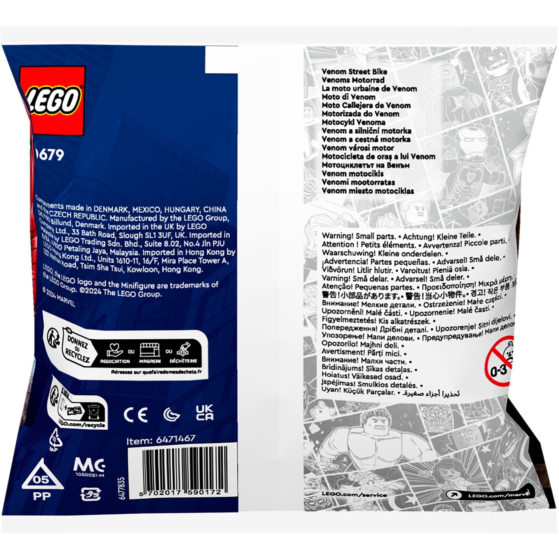 Lego Marvel - Giocattolo da costruzione per bici da strada Venom (30679)