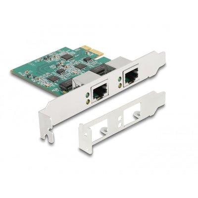 Tarjeta Delock PCI Express X1 a 2 x RJ45 2.5 Gigabit Lan RT