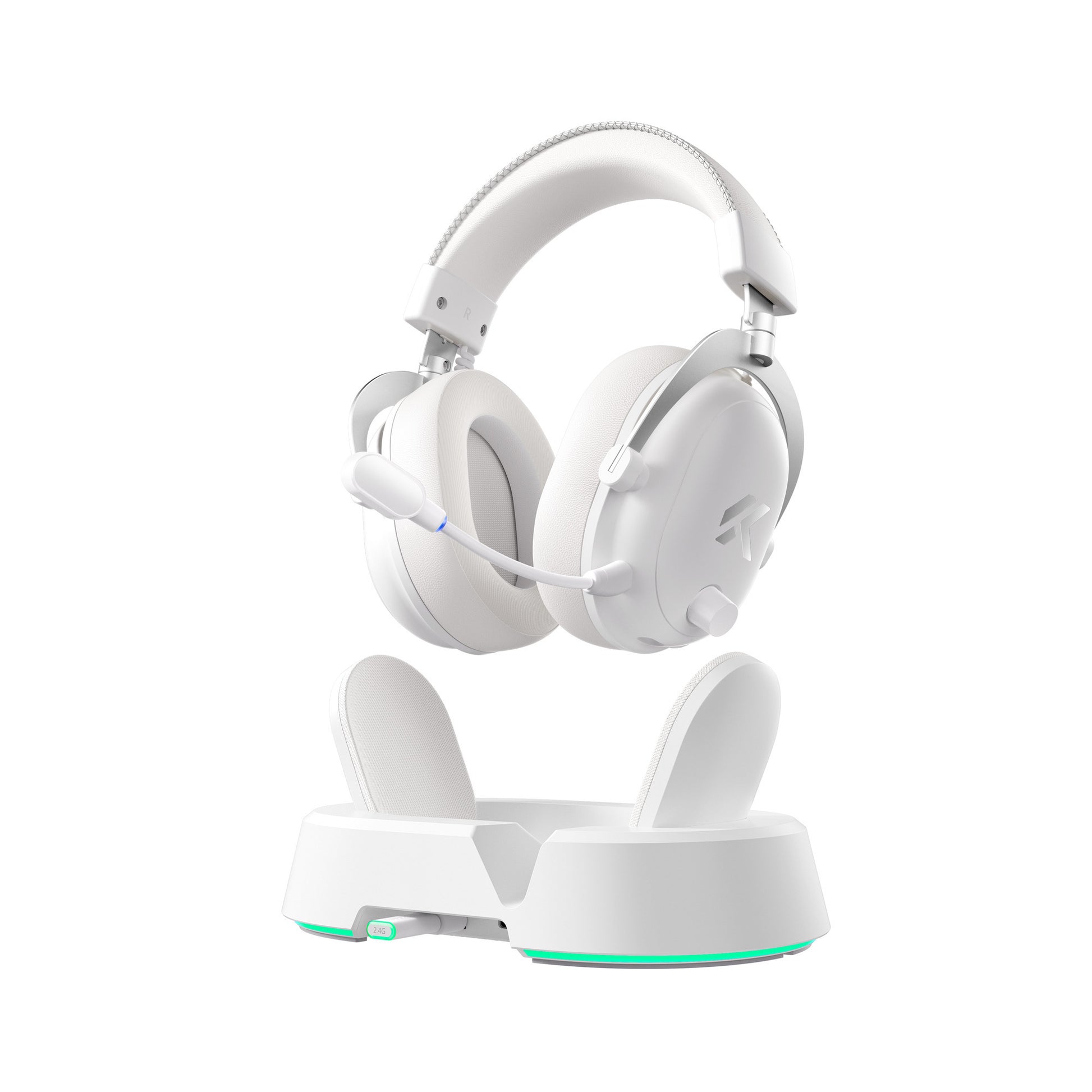 Mchose v9 turbo+ cuffie da gioco over-ear wireless magnetiche (bianco argento, nintendo switch, playstation 4, playstation 5, cellulare, pc, usb bluetooth 2.4g)