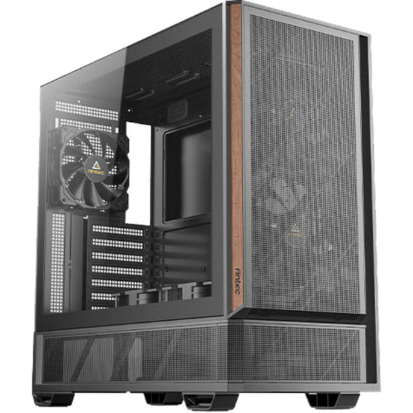 Custodia midi tower Antec p30 air (colore legno nero | 2x USB-A | 1x USB-C | vetro temperato)
