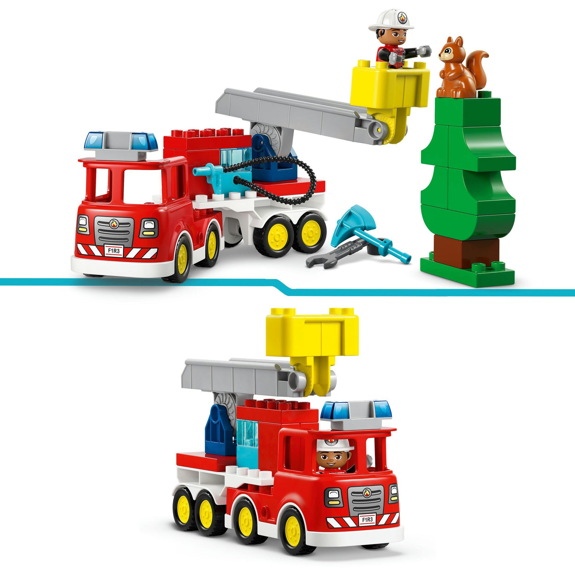 Lego Duplo Town 10473 camion dei pompieri con manichetta e vigile del fuoco