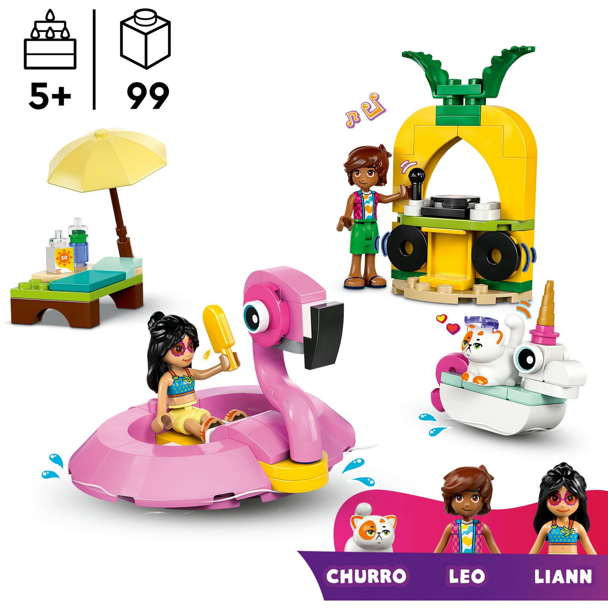 LEGO 42658 Amigos Fiesta de la piscina con flamenco y unicornio