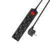 ACT CASCHE con interruttore, 4 prese, 2 m, nero
