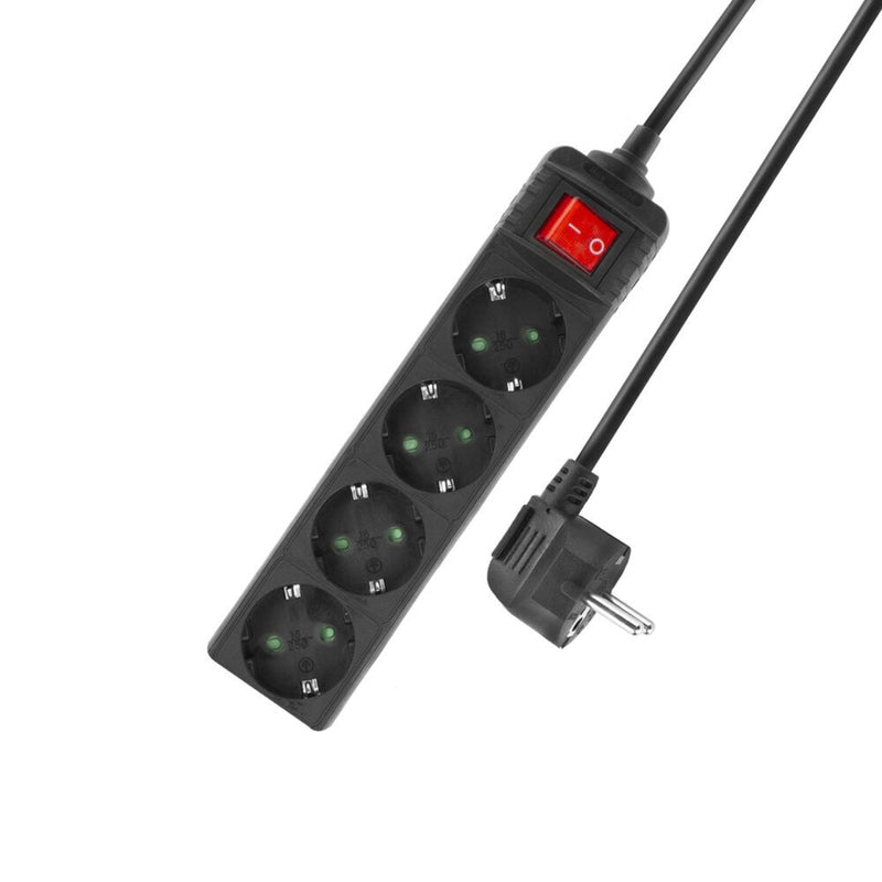 ACT CASCHE con interruttore, 4 prese, 2 m, nero