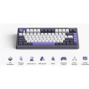 Iqunix og80 lavandin wireless mechanical keyboard (lavendel, us lay-out (qwerty), cherry mx red, 80% (tkl), hot-swappable, pbt, 2.4ghz | bluetooth 5.1 | usb-c) - afbeelding 7