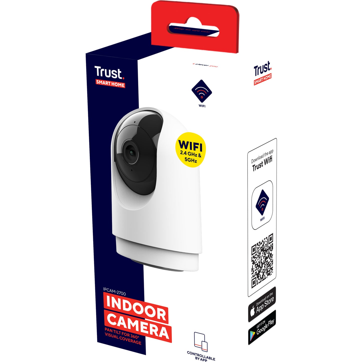 Trust telecamera di sicurezza ipcam-2700 a 360° (bianco, WiFi da 2,4 o 5 GHz)