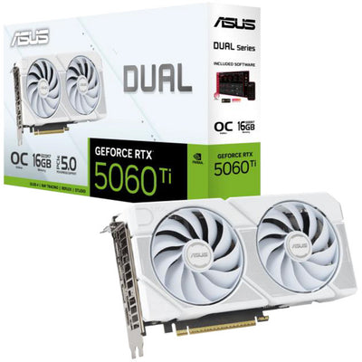 Tarjeta gráfica Asus Dual GeForce RTX 5060 Ti OC 16G White Edition (blanca, 3x Display Port, 1x HDMI)