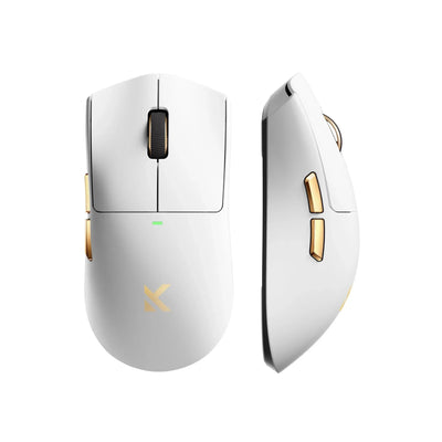 Ratón inalámbrico para juegos Mchose K7 ultraligero (oro blanco, RGB, USB 2,4 GHz, 42.000 ppp)