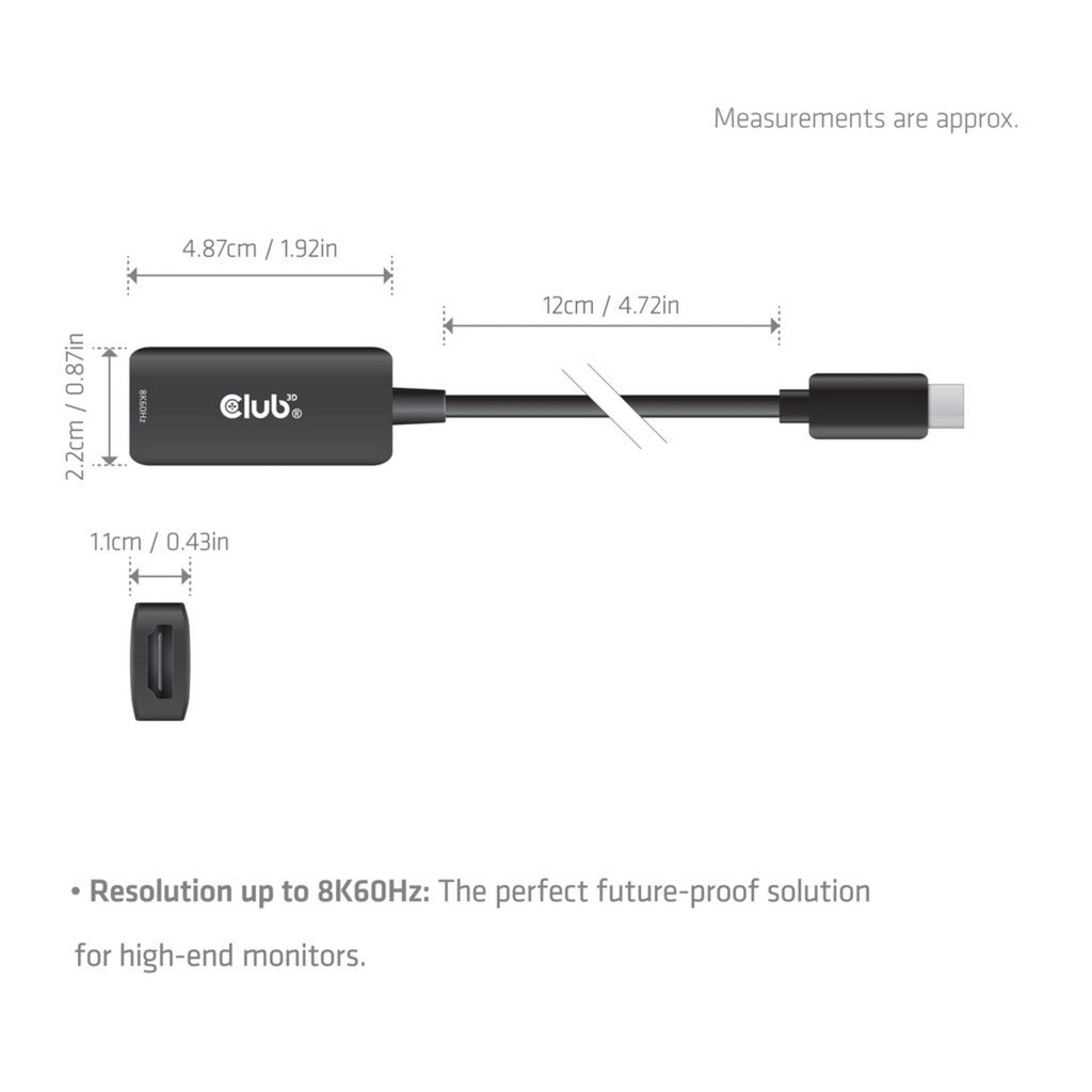 Club 3D CAC-2505 Adattatore da USB-C a HDMI 2.1 8k60hz (nero)