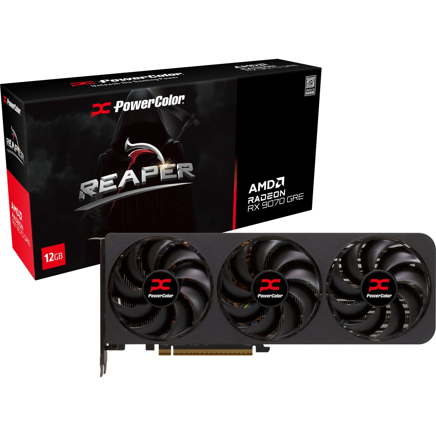 Scheda grafica Powercolor Radeon RX 9070 Gre Reaper 12GB GDDR6 (nera, RDNA4, 3x Display Port, 1x HDMI 2.1)