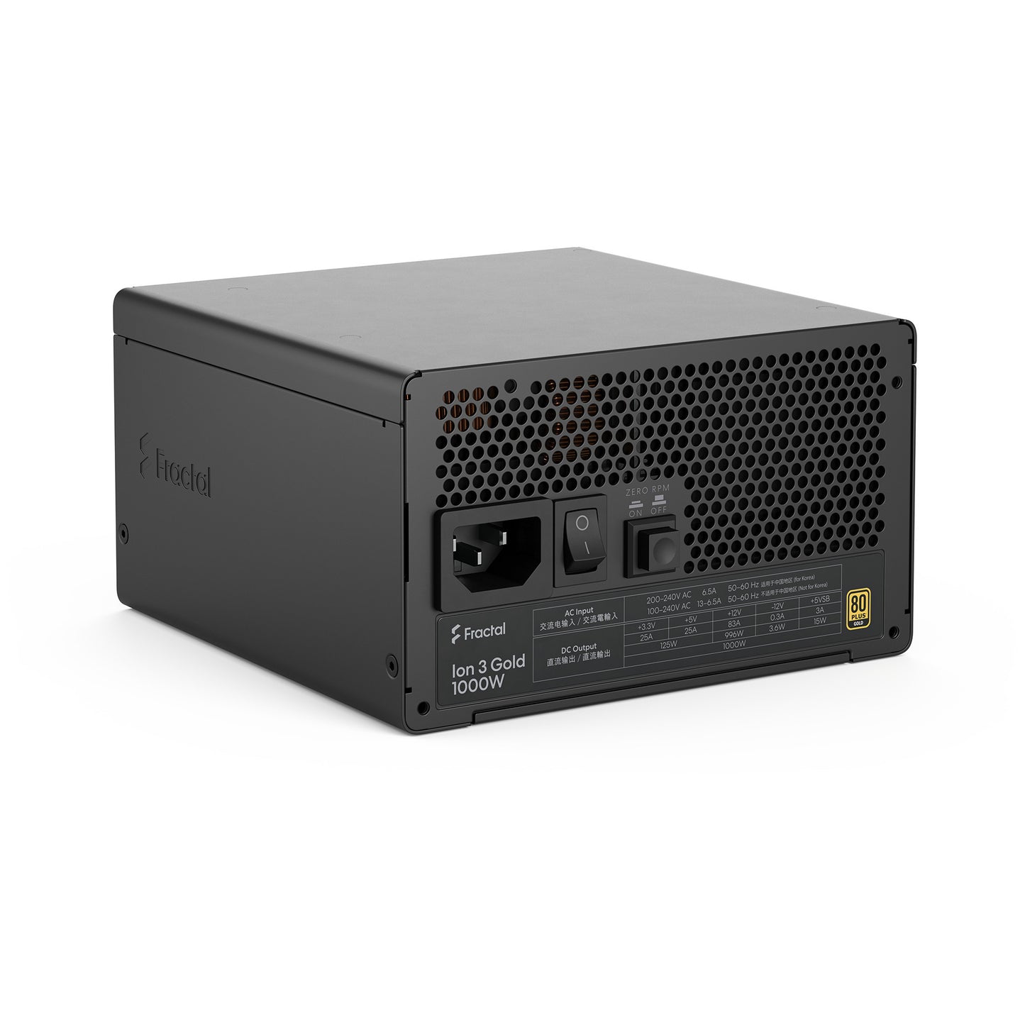 Fractal design ion gold 3 modulaire 1000 watt voeding (zwart, 1x 12v-2x6, 3x pcie)