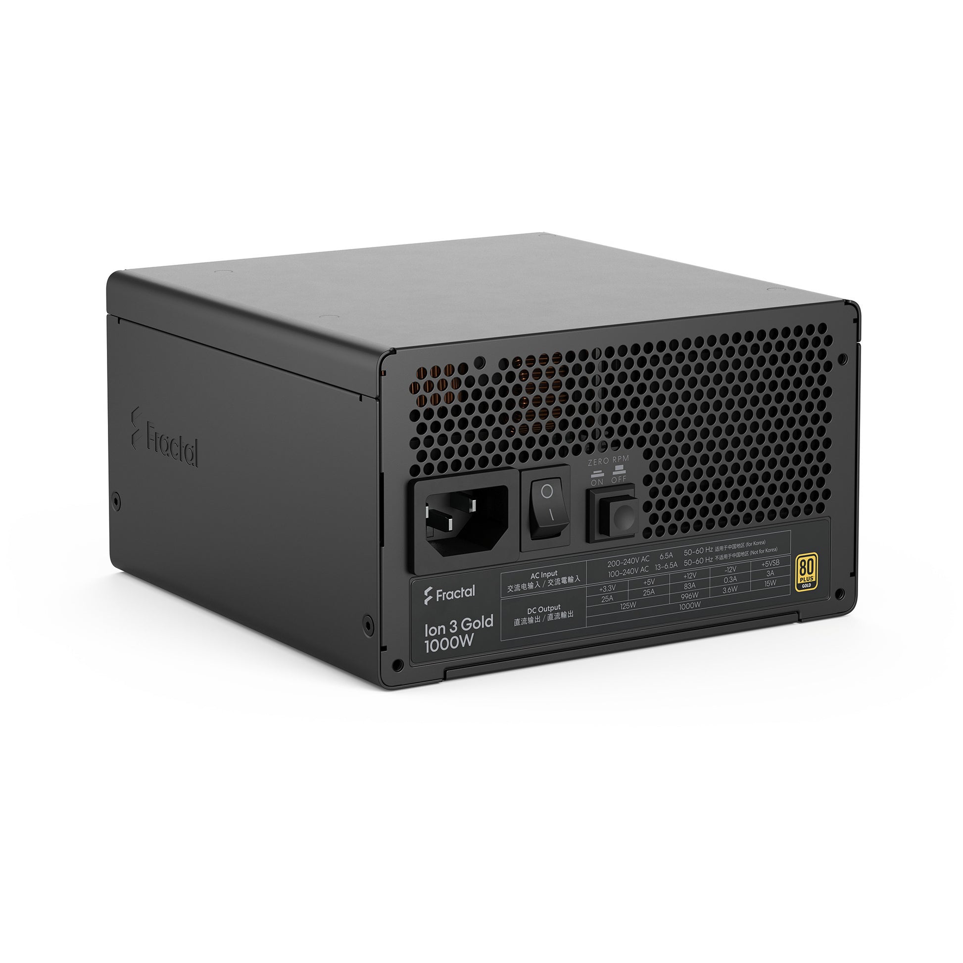 Alimentatore modulare da 1000 watt Fractal design ion gold 3 (nero, 1x 12v-2x6, 3x pcie)