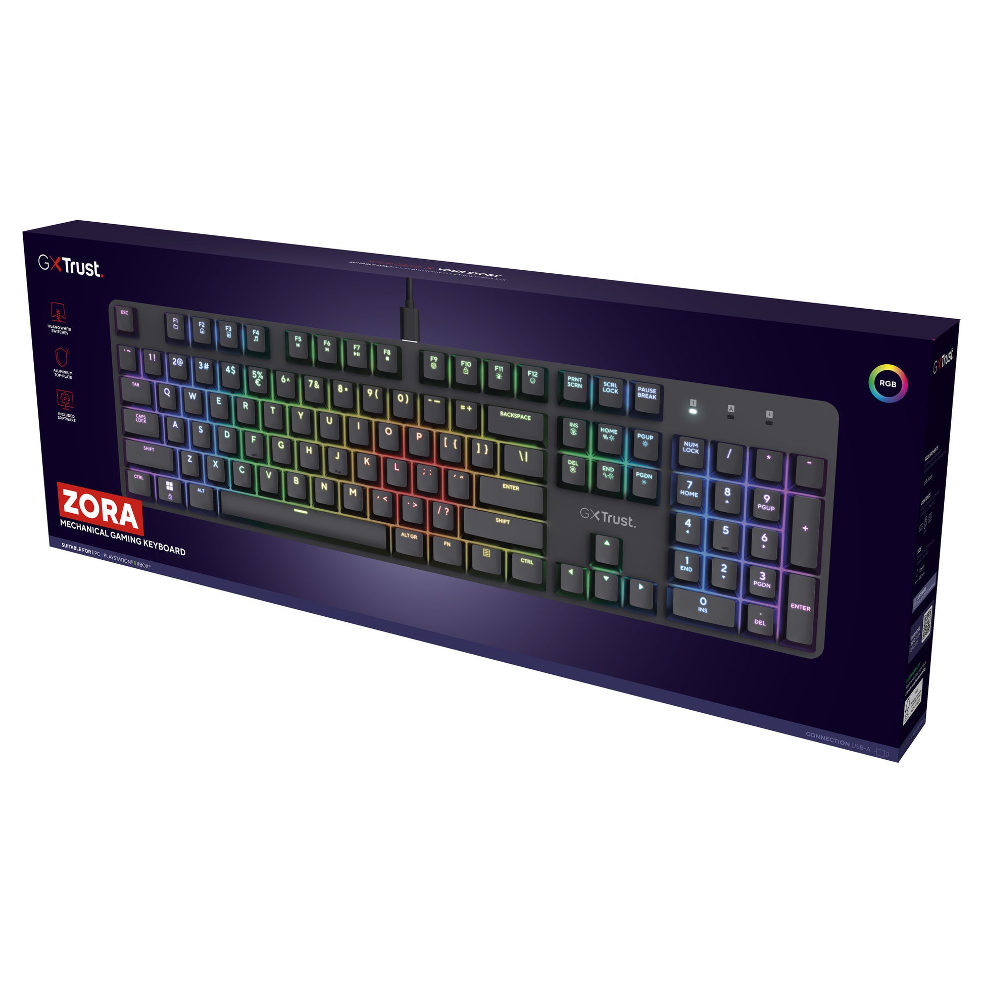Trust GXT 871 Zora Tastiera da gioco meccanica, tastiera da gioco (nera, layout USA, rosso Huano)
