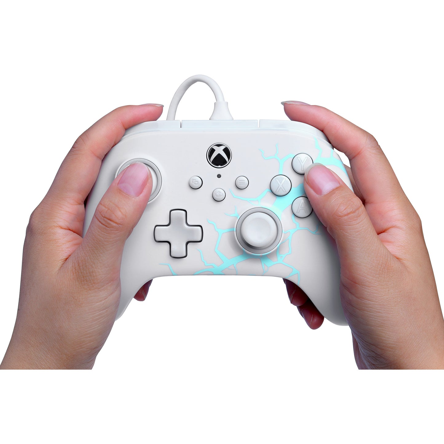 Controller Powera Advantage con cavo per xbox serie x|s - polar ice (bianco blu, xbox serie x|s, xbox one, PC)