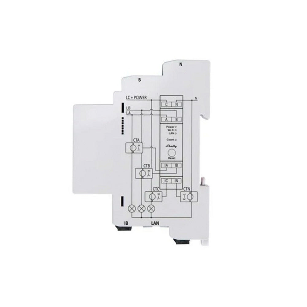 Dispositivo de medición Shelly pro 3em-120a v2 (blanco, lan, wifi, bluetooth)