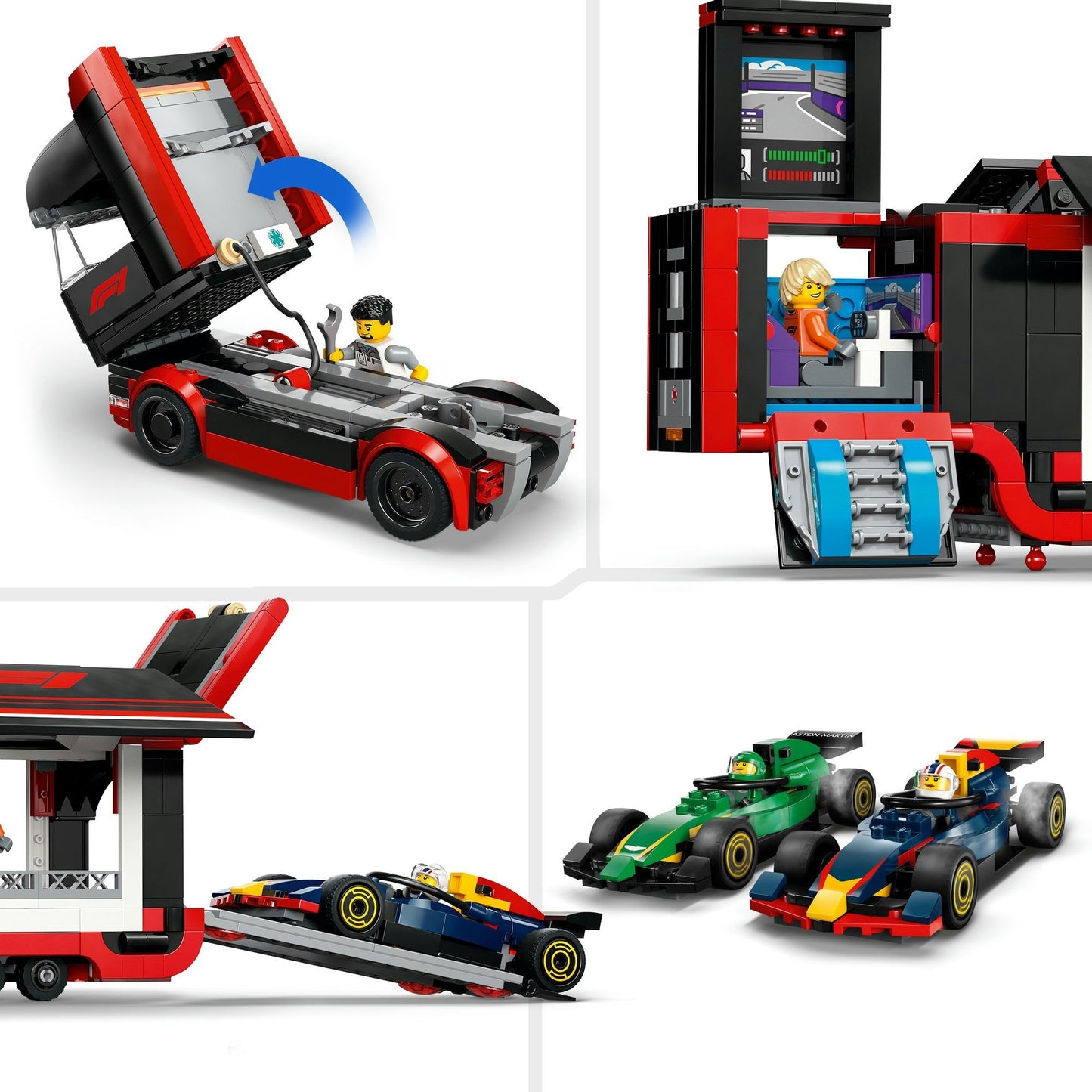 Lego Lego City 60445 F1 Truck con auto RB20 e AMR24 F1