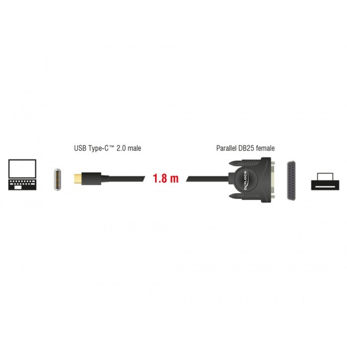 Delock USB-C 2.0 Maschio> 1 x DB25 DB25