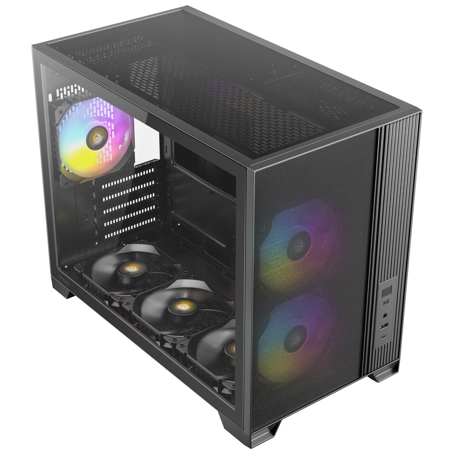 Custodia mini tower Antec Flux M (nera | 1x USB-A | 1x USB-C | vetro temperato)