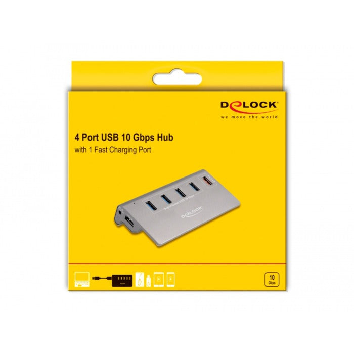 Delock USB 10 Gbps Hub with 4 USB-A Ports + 1 Char