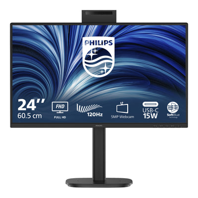 Monitor Philips 24b2n3200jh 00 23,8 (nero, VGA, HDMI, porta display, USB-C, webcam, 120 Hz)
