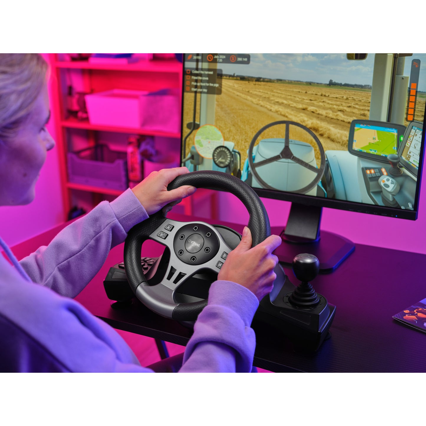 Volante da corsa Trust GXT 289 MOVI (nero, PC, Xbox Series X S, Switch, Playstation 4)