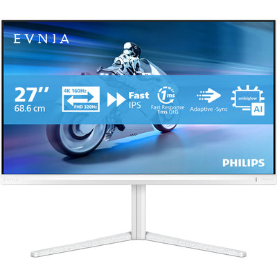 Monitor da gioco Philips Evnia 27m2n5901a 27 4k UHD (bianco, 2x HDMI, porta display, 2x USB-A, USB-B, USB-C, 160 Hz 320 Hz)