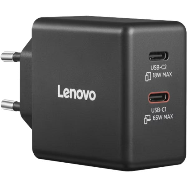 Lenovo dual USB-C (65W) gan (negro, 2x USB-C, suministro de energía)