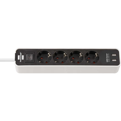 Brennenstuhl socket with switch 4 connections + 2 USB ports white