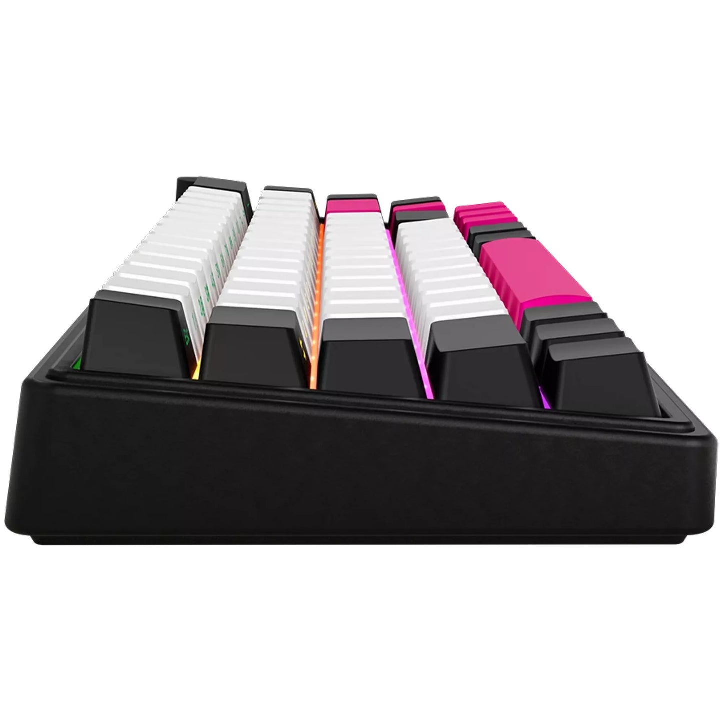 Lorgar kbp70mw, tastiera da gioco (nera, layout americano, logar tossico viola, 65%, rgb, hot-swapable, pbt double-shot, bluetooth 2.4ghz usb)