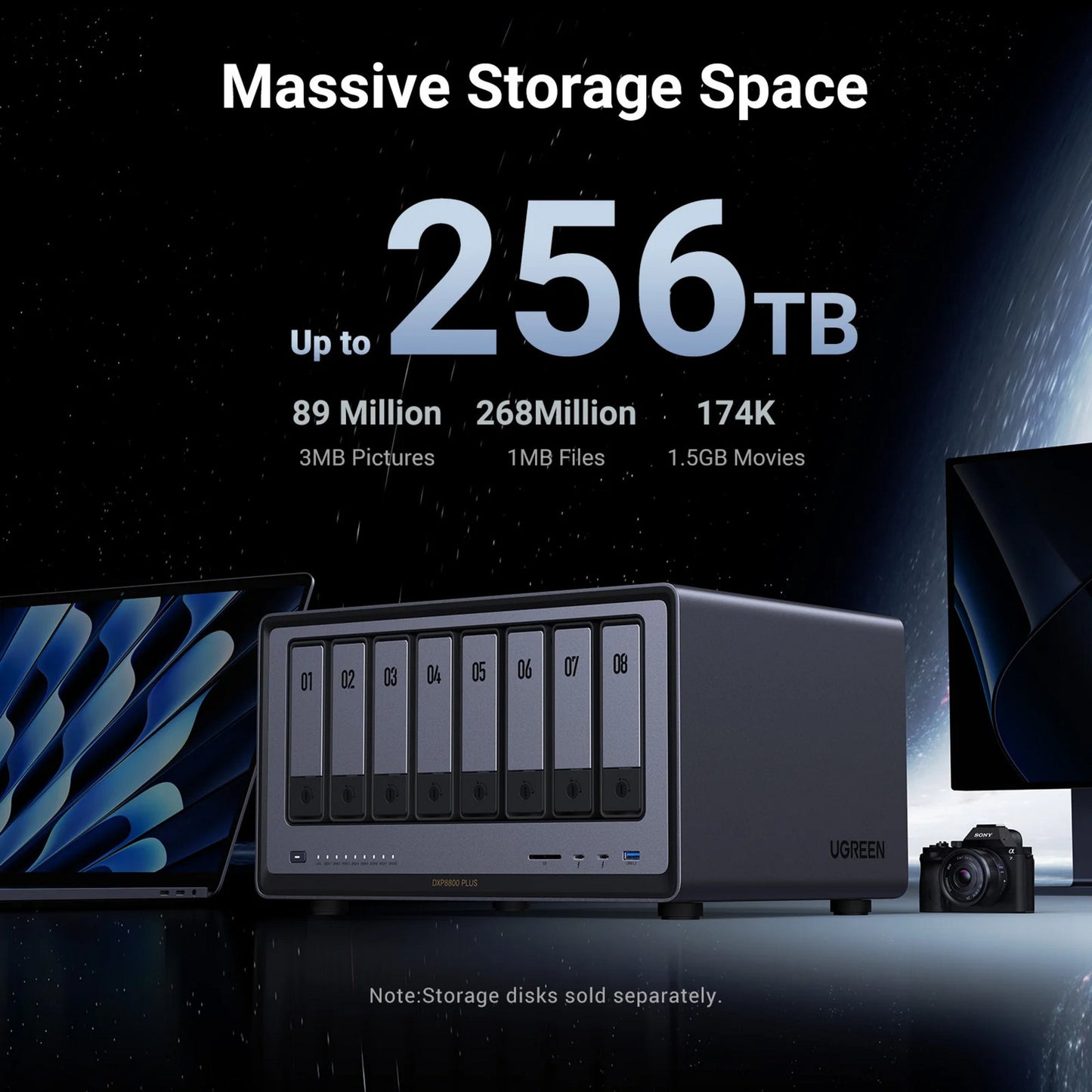 Ugreen nasync dxp8800 plus (grigio, WiFi, 2x 10GBE, HDMI, Thunderbolt 4 (40 GB s))