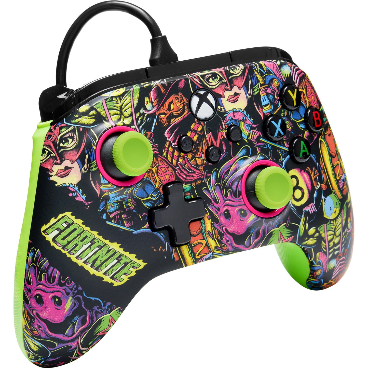 Controller Powera Advantage con cavo per xbox serie x|s - fortnite: Glow (neon green, xbox series x|s, xbox one, PC)
