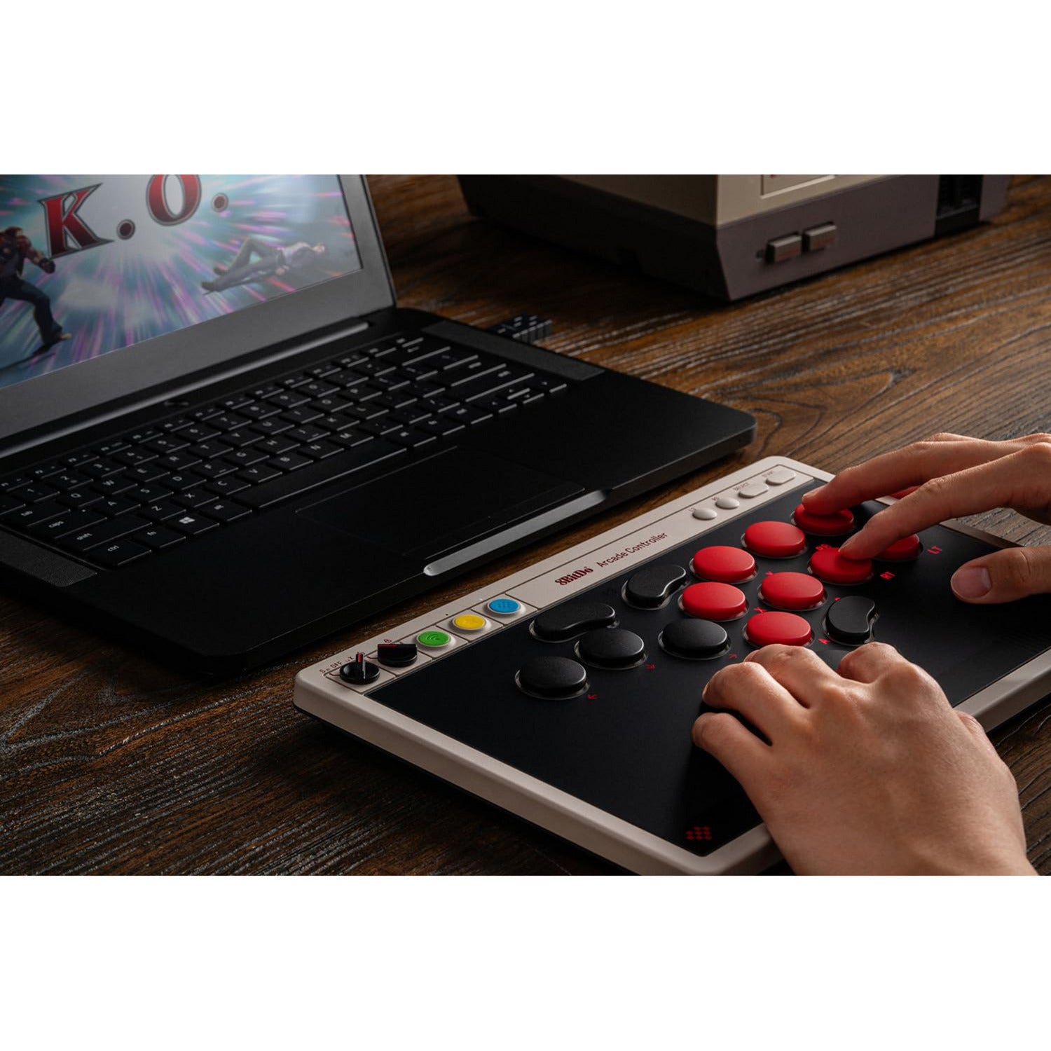 Controller arcade 8bitdo (grigio rosso, usb bluetooth 2.4 ghz, nintendo switch, pc)