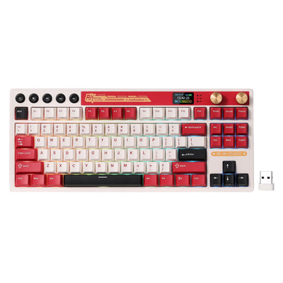 Royal kludge m87 tkl draadloos gaming toetsenbord (diseño estadounidense, famicom, cream switch, 80%, rgb, hot swap, bluetooth usb-c de 2,4 ghz)