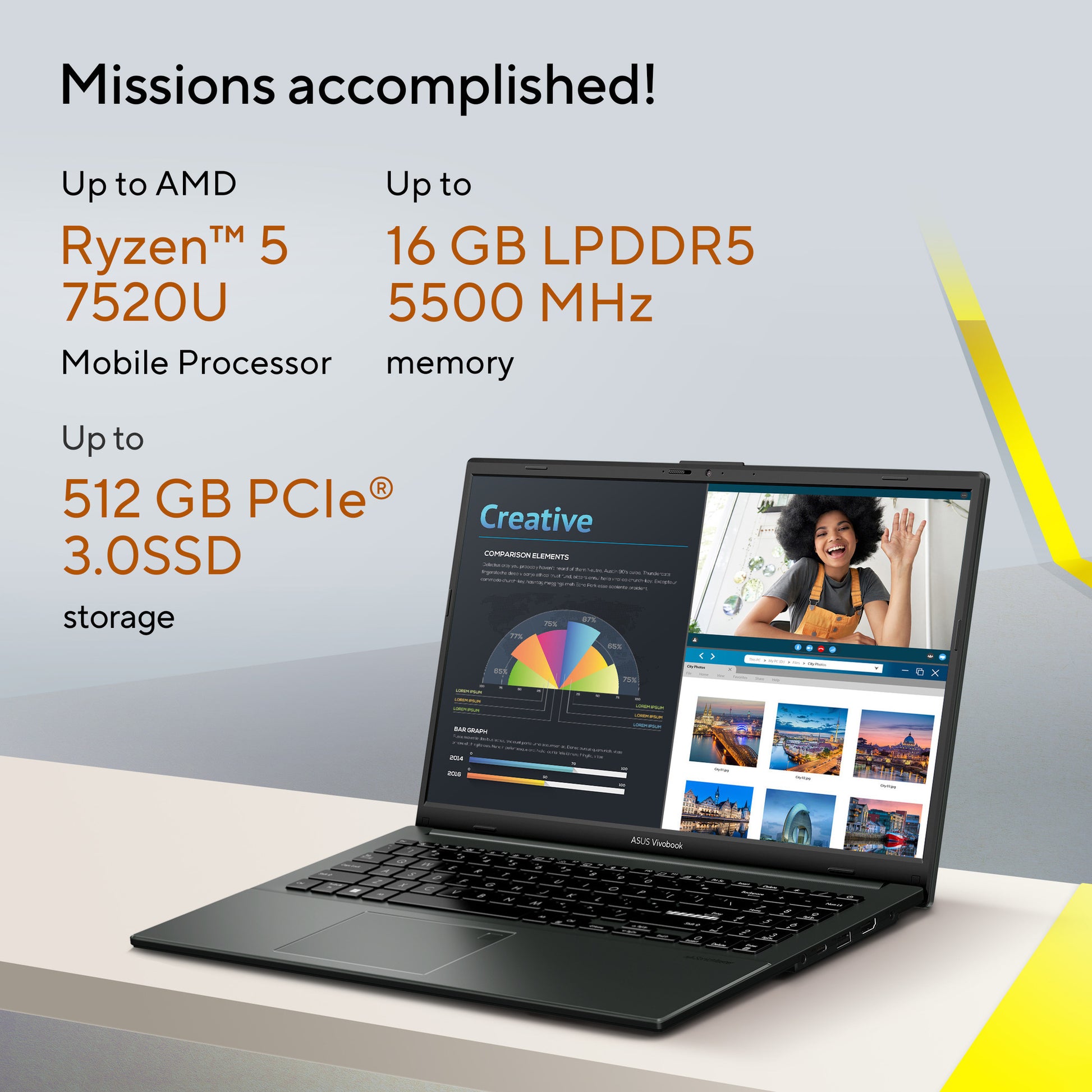 Asus vivobook go 15 e1504fa-bq5403w 15.6 portátil (negro | ryzen 5 40 | radeon 610m | 8 GB | 512 GB SSD)