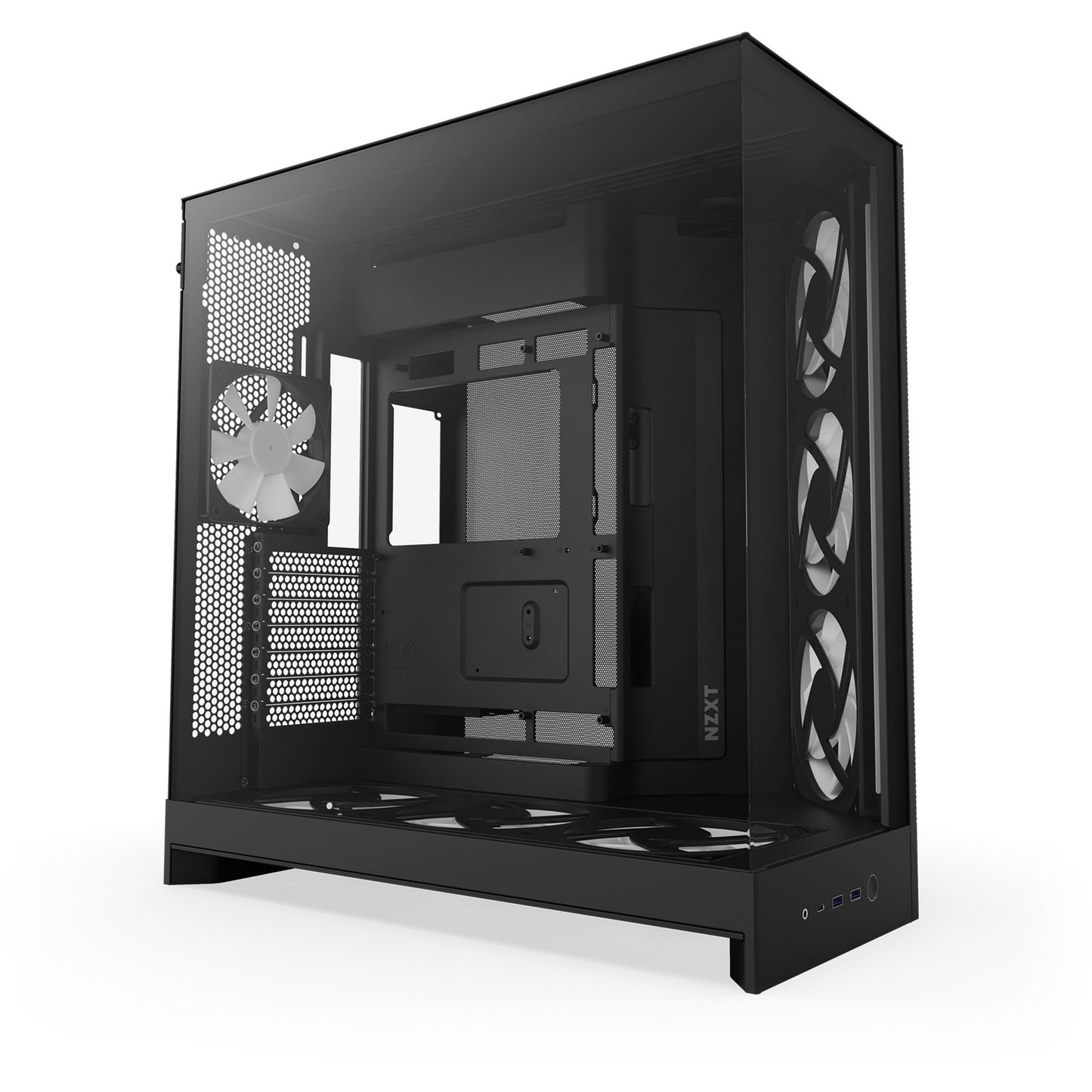 Nzxt h9 flow rgb+ midi tower behuizing (zwart (mat) | 2x usb-a | 1x usb-c | rgb | tempered glass)
