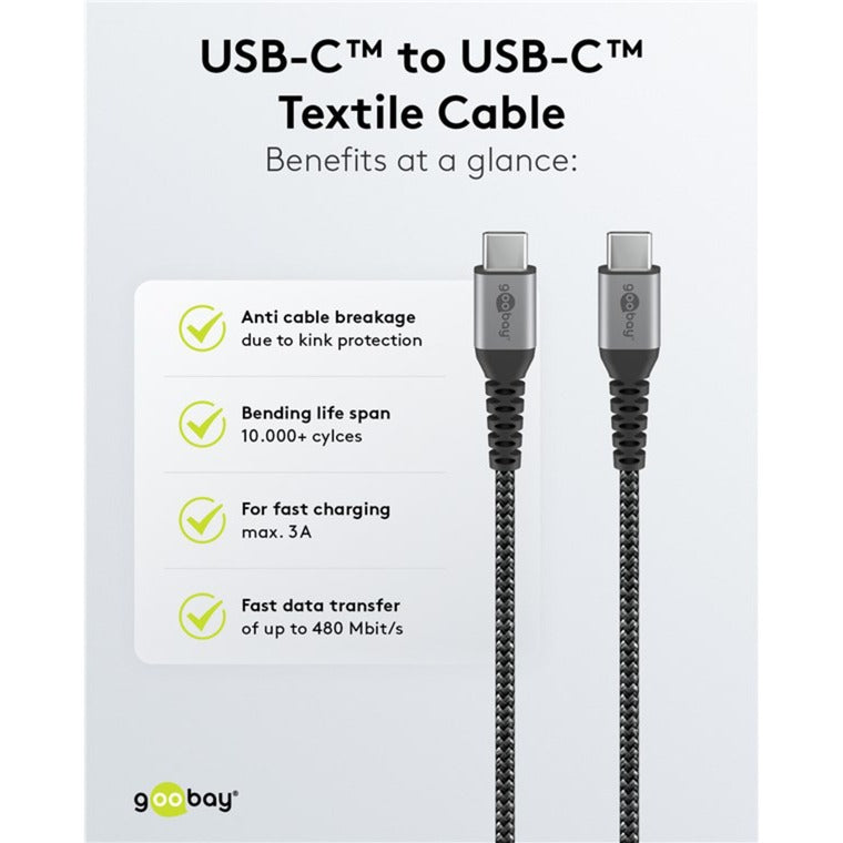 Goobay USB-C Snell Charger Nano (65 W) y Cable textil USB-C