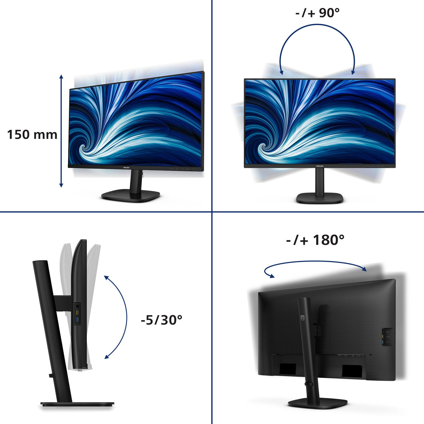 Monitor Philips 27b2n3500j 27 (negro, 120 Hz, HDMI, display port, audio, hub USB)