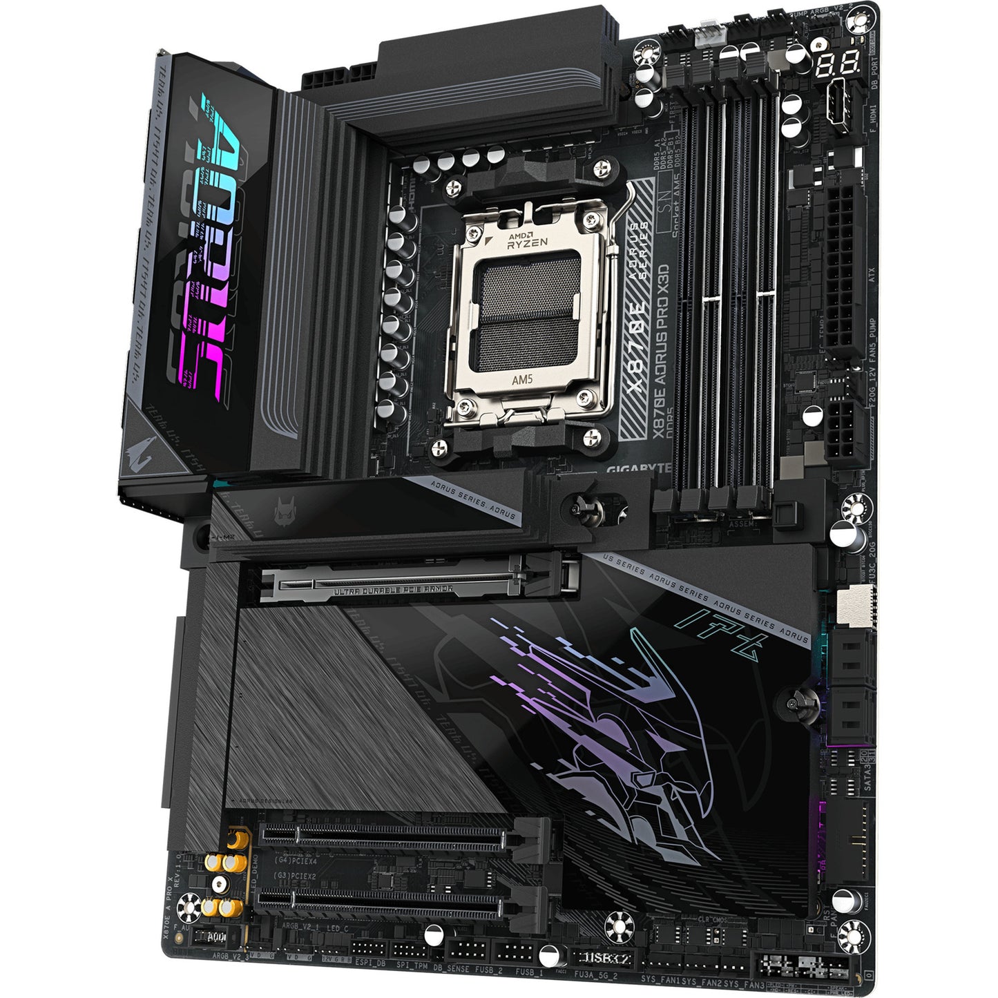 Scheda madre Gigabyte x870e aorus pro x3d socket am5 (nera, raid, 5GB-lan, wi-fi 7, BT, audio, atx)